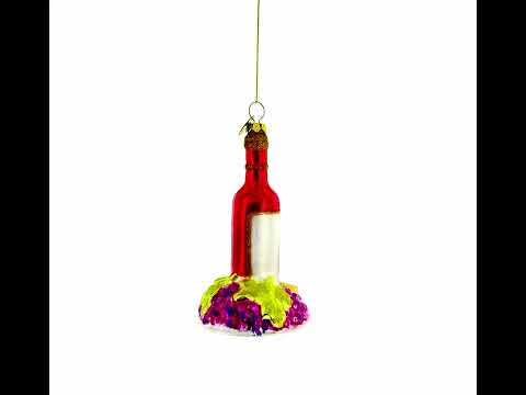 Red Wine with Snacks Glass Christmas Ornament