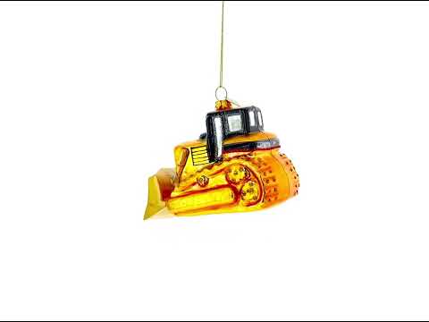 Adorno navideño de cristal con forma de excavadora