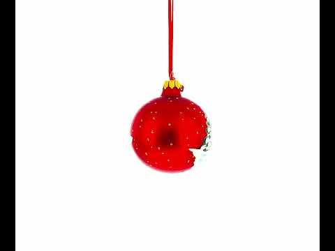 Rooster Village Scene Glass Ball Christmas Ornament 3.25 Inches