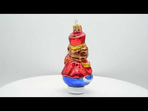 Bear Cub Drummer Glass Christmas Ornament