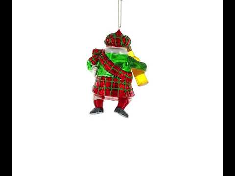 Scottish Santa in Kilt Glass Christmas Ornament
