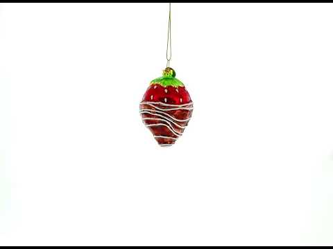 Chocolate-Dipped Strawberry Glass Christmas Ornament