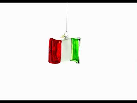 Waving Flag of Italy Glass Christmas Ornament