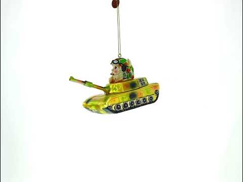 Santa the Tank Commander Glass Christmas Ornament