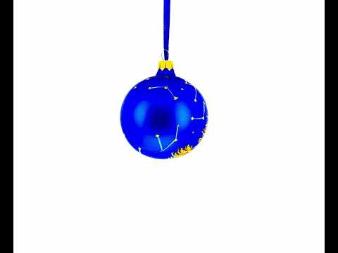 Adorno navideño de bola de cristal azul del signo del horóscopo Leo de 3,25 pulgadas