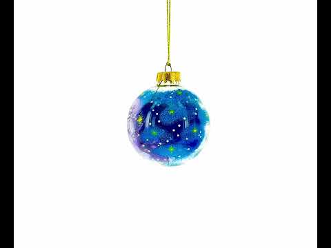 Red-Breasted Black Bird Glass Ball Christmas Ornament 3.25 Inches