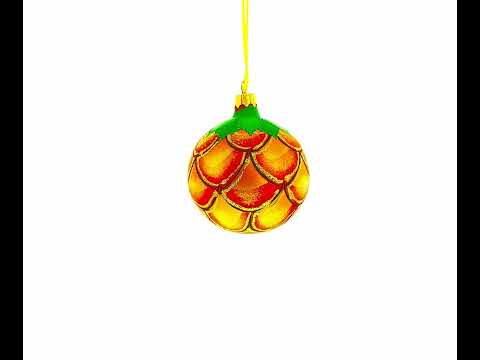 Adorno navideño de cristal con forma de piña real de 3,25 pulgadas