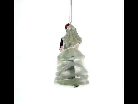 Bride and Groom Wedding Kiss Glass Christmas Ornament
