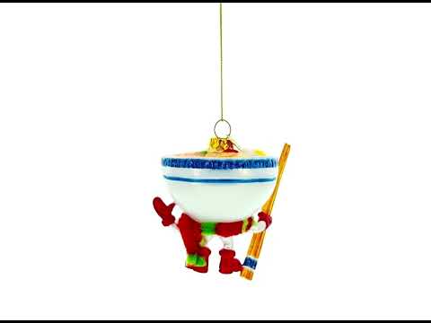Noodle Ramen Bowl with Chopsticks Glass Christmas Ornament