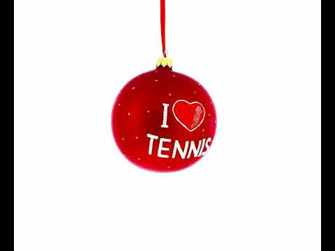 Adorno navideño de bola de cristal soplado en forma de tenis de 4 pulgadas