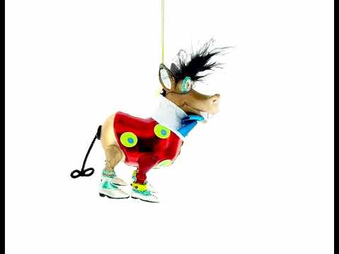 Debonair Donkey Glass Christmas Ornament