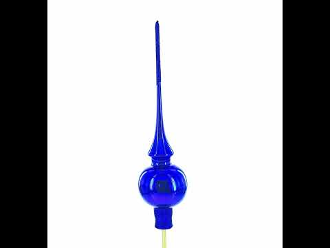 Glänzend blauer Weihnachtsbaumspitzen-Glasaufsatz mit funkelnder Spitze, 28 cm (11 Zoll)