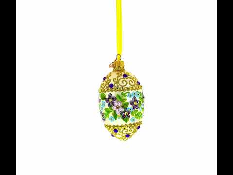 Blumenwirbel-Glas-Ei-Ornament 4 Zoll