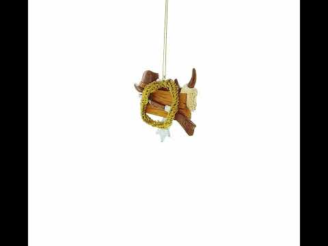 Western Cowboy Hat Sheriff Badge Resin Christmas Ornament