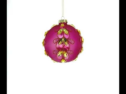 Enchanting Jeweled Pink Glass Ball Christmas Ornament