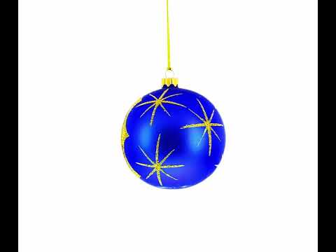 Loving Joseph and Mary Admiring Baby Jesus Glass Ball Christmas Ornament 3.25 Inches