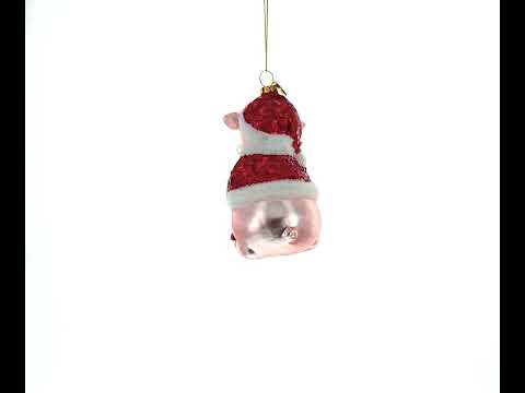 Weihnachtskugel aus Glas: Schwein im Weihnachtsmannkostüm