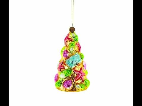 Seashell Christmas Tree Glass Ornament
