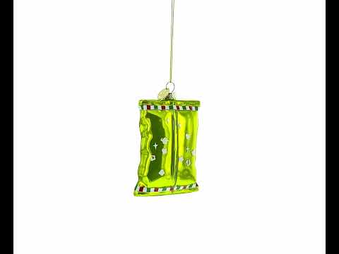Santa’s Christmas Popcorn Bag Glass Christmas Ornament