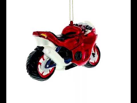 Rote Motorrad-Weihnachtskugel aus Glas