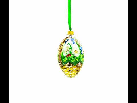 Sommerblumenkorb, Glas-Ei-Ornament, 10 cm