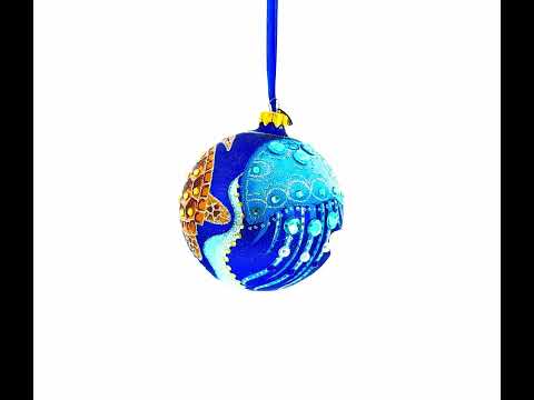 Adorno navideño de bola de cristal con forma de caballito de mar, 4 pulgadas