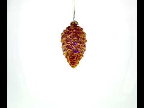 Squirrel Nestled in Pine Cone Glass Christmas Ornament