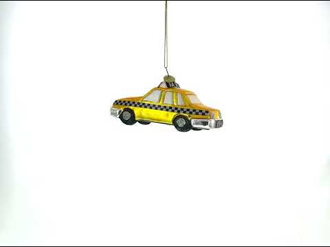 Gelber Taxi-Weihnachtsschmuck aus Glas