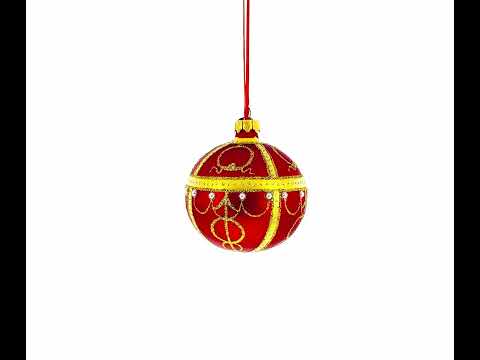 1895 Rosebud Royal Red Glass Ball Christmas Ornament 3.25 Inches
