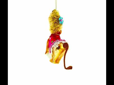 Monkey Glass Christmas Ornament