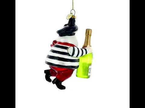 Französischer Weihnachtsmann mit Sektglas als Weihnachtsbaumschmuck