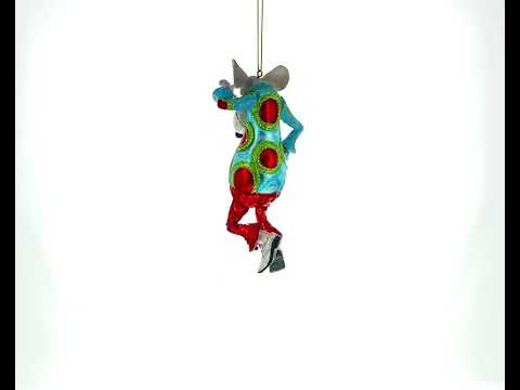 Groovy Disco Dancing Rat Glass Christmas Ornament