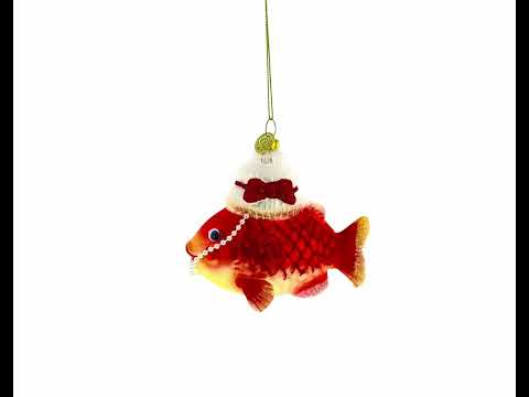 Oma Fisch mit Weihnachtsmannmütze – Christbaumschmuck aus Glas