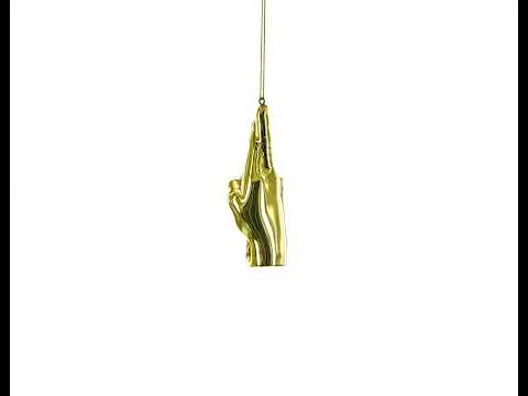 Golden Lucky Crossed Fingers Sign Language Glass Christmas Ornament