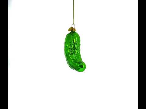 Shimmering Metallic Pickle Glass Christmas Ornament