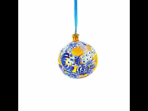 Firebird Amidst Hyacinth Flowers Glass Ball Christmas Ornament