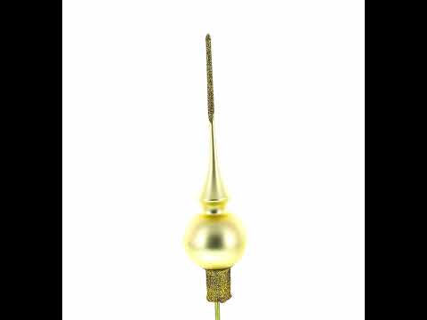 Matte Beige with Sparkling Top Glass Christmas Tree Topper 11 Inches