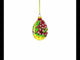 Red Flowers Bouquet in a Basket Glass Christmas Ornament