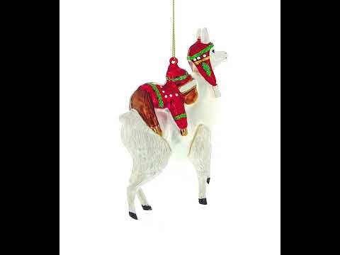 Llama and Sloth Companion Glass Christmas Ornament