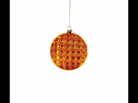 Weihnachtsschmuck aus Glas in Waffelform mit Blaubeerenmotiv