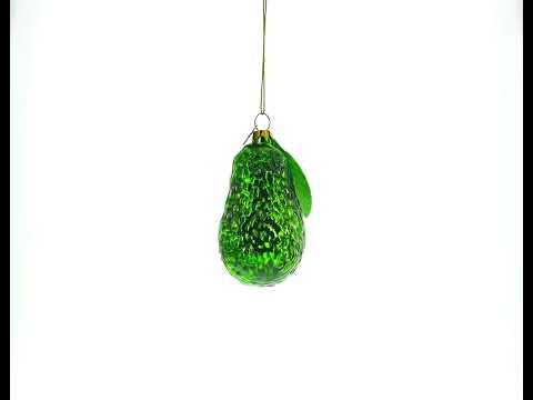 Avocado mit Blatt, Glas-Weihnachtsornament