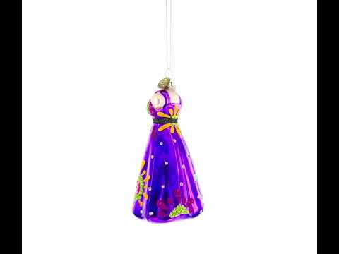 Elegant Purple Dress Glass Christmas Ornament