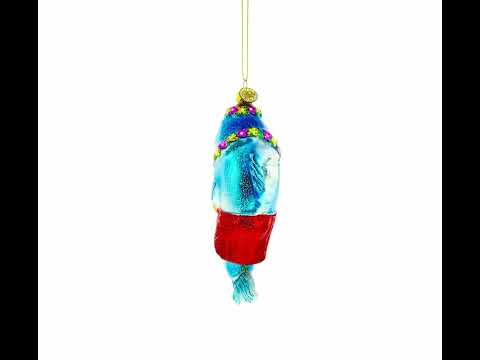 Adorno navideño de cristal con forma de delfín tocando la guitarra
