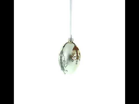 Chandeliers On White Glass Egg Ornament 4 Inches