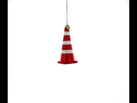 Adorno navideño de vidrio con forma de cono de tráfico