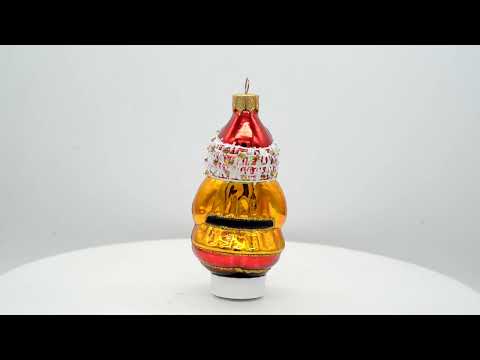 Adorno navideño de cristal de gnomo regordete