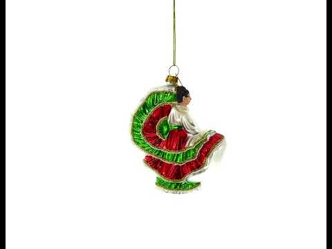 Weihnachtsschmuck aus Glas: Mexikanischer Folklorico-Tänzer