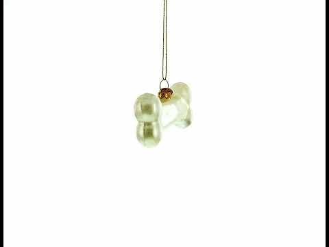 White Dog Bone Glass Christmas Ornament
