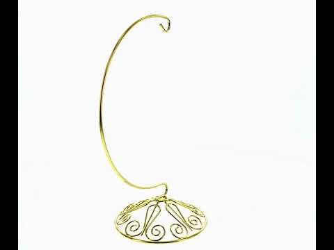 Expositor de adornos con base de espiral de alambre dorado curvo de 22 cm (Taiwán)