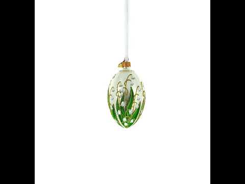 Adorno de huevo de cristal plateado con forma de lirio de los valles de 4 pulgadas
